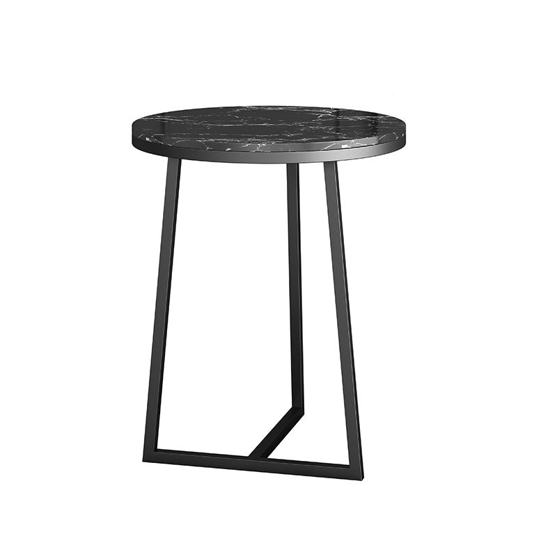 Round Marble Top End Table Metal Frame Sofa Side End Table for Living Room