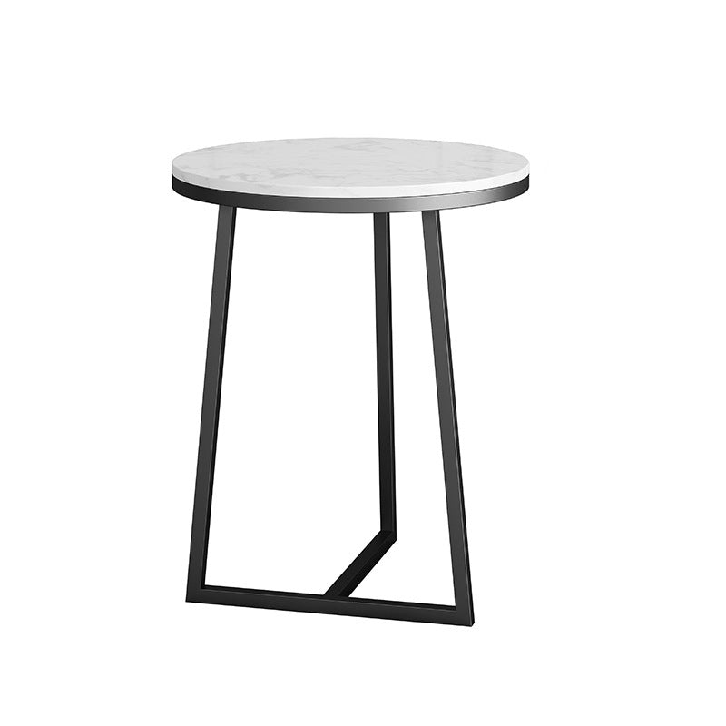 Round Marble Top End Table Metal Frame Sofa Side End Table for Living Room