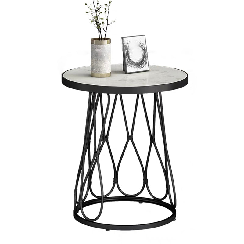 Frame Gold/black Metal Base Design Rock Sheet White/black Top Round Side Table
