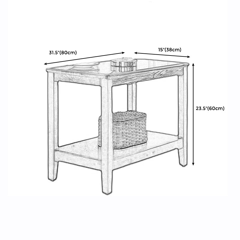 Traditional Rectangular Side Table Double Tier Wood End Table for Living Room