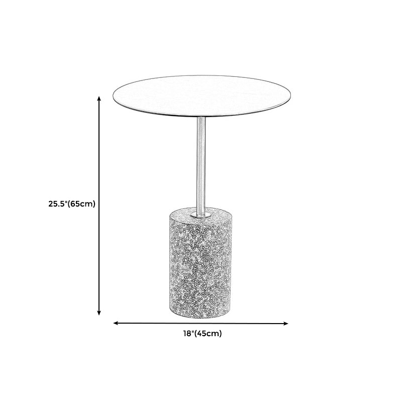 Contemporary Metal Round Side End Table with Single Terrazzo Base