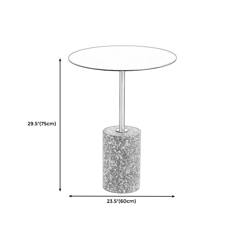 Contemporary Metal Round Side End Table with Single Terrazzo Base