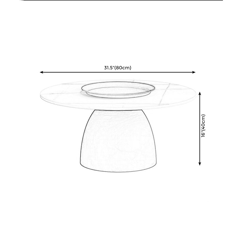 Modern Slate Pedestal Coffee Table Round Cocktail Table in Black/White