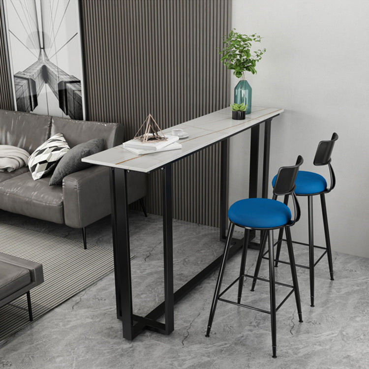 Rectangle Bar Dining Table Contemporary Bar Dining Table with Trestle Base in Black