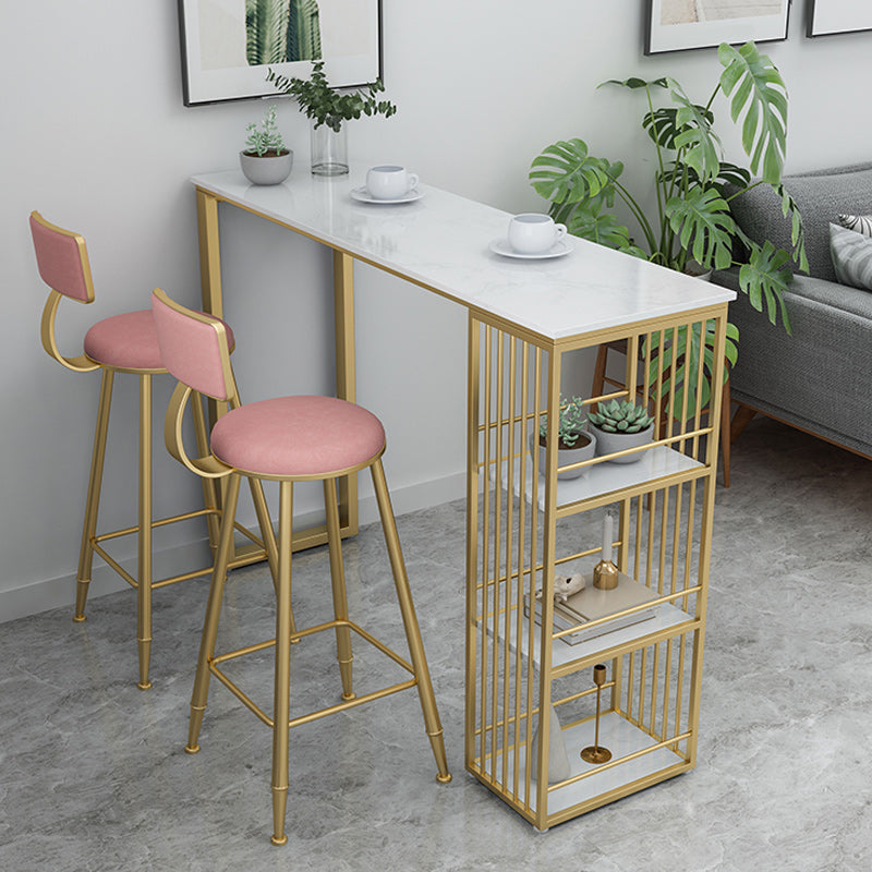 Indoor Marble Cocktail Bar Table Double Pedestal Pub Height Dining Table