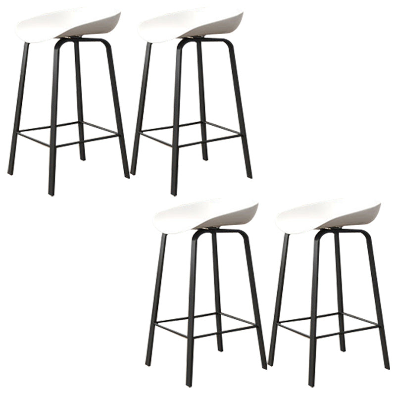 Modern Backrest Armless Counter Stool Plastic Bar Stool with Metal 4 Legs