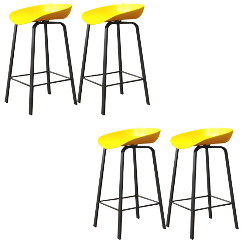 Modern Backrest Armless Counter Stool Plastic Bar Stool with Metal 4 Legs