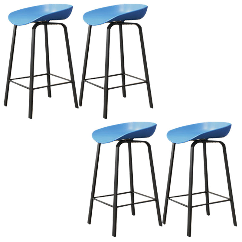 Modern Backrest Armless Counter Stool Plastic Bar Stool with Metal 4 Legs