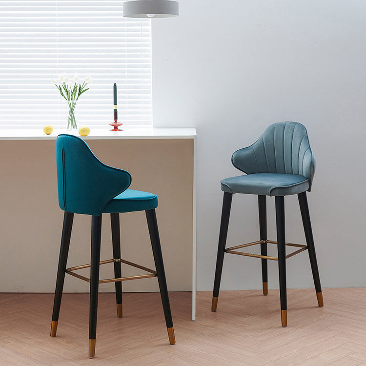 Glam Upholstered Counter Height Stool Adjustable Height Bar Stool