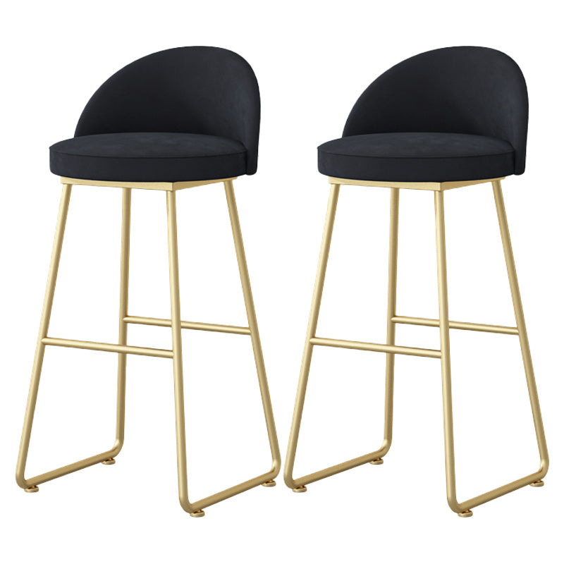 Modern Backrest Armless Counter Stool Iron Hight Stool with Velvet Cushion
