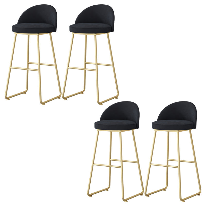 Modern Backrest Armless Counter Stool Iron Hight Stool with Velvet Cushion