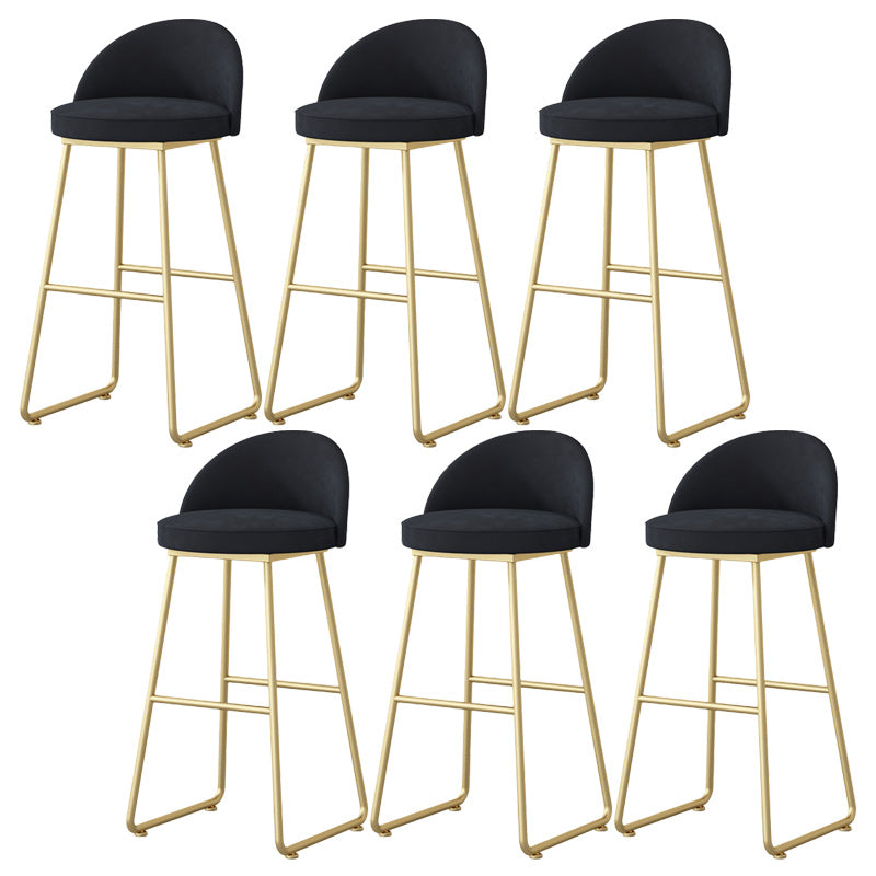 Modern Backrest Armless Counter Stool Iron Hight Stool with Velvet Cushion