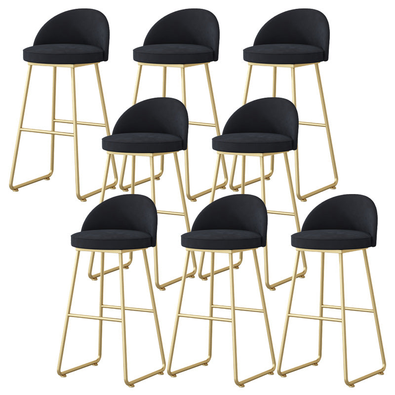 Modern Backrest Armless Counter Stool Iron Hight Stool with Velvet Cushion
