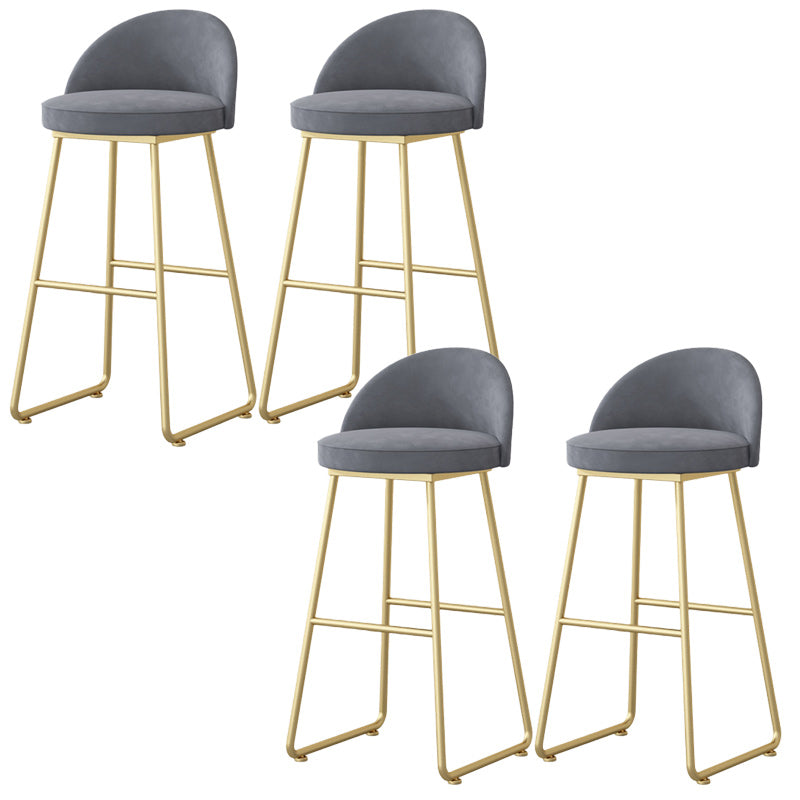 Modern Backrest Armless Counter Stool Iron Hight Stool with Velvet Cushion