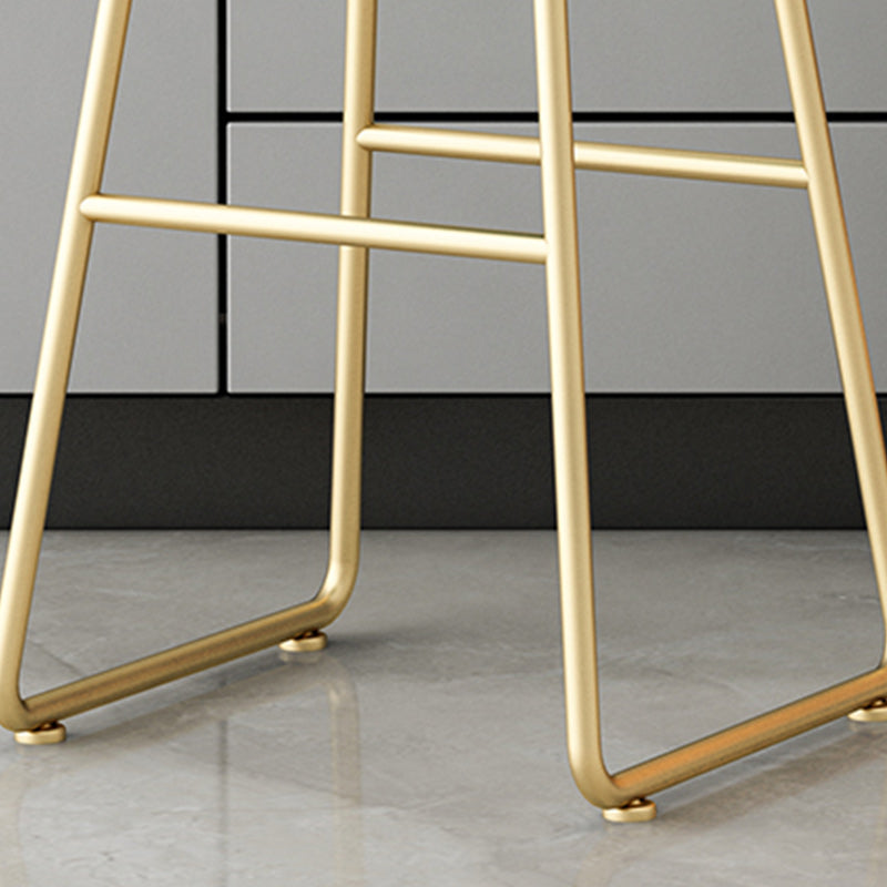 Modern Backrest Armless Counter Stool Iron Hight Stool with Velvet Cushion