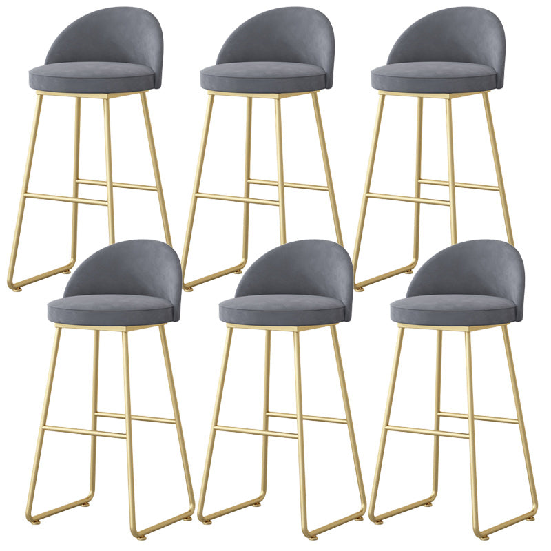 Modern Backrest Armless Counter Stool Iron Hight Stool with Velvet Cushion