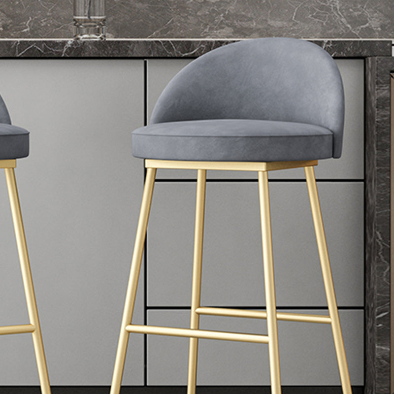 Modern Backrest Armless Counter Stool Iron Hight Stool with Velvet Cushion