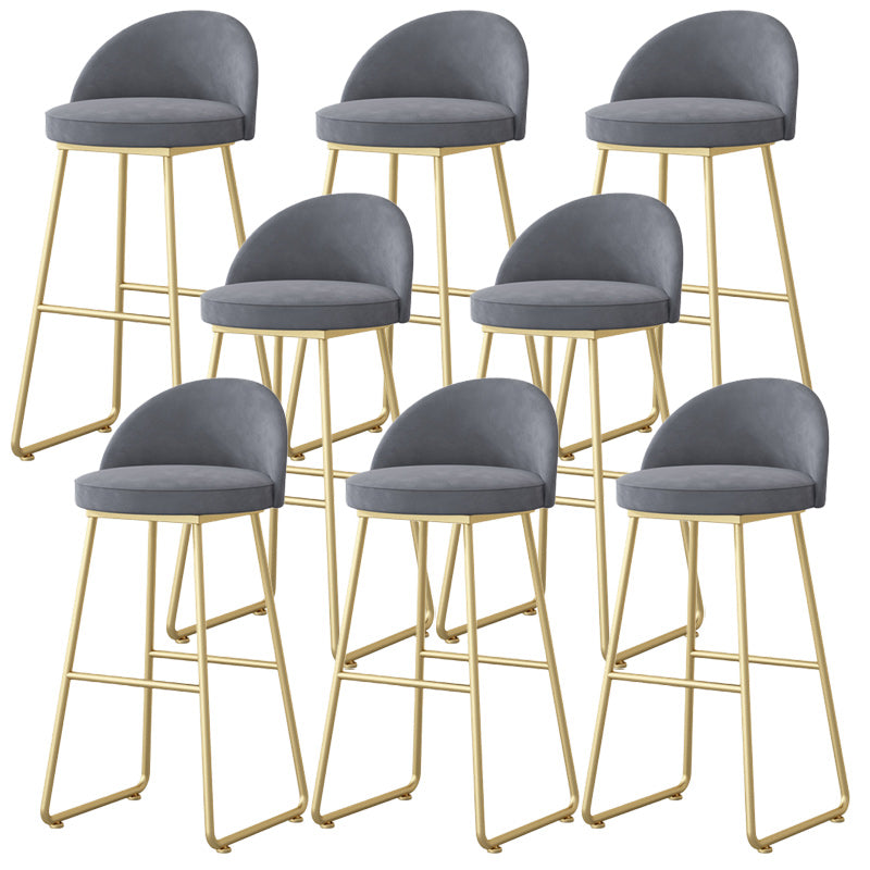 Modern Backrest Armless Counter Stool Iron Hight Stool with Velvet Cushion