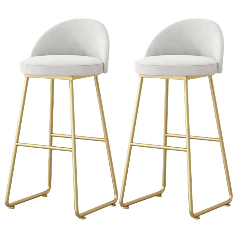 Modern Backrest Armless Counter Stool Iron Hight Stool with Velvet Cushion