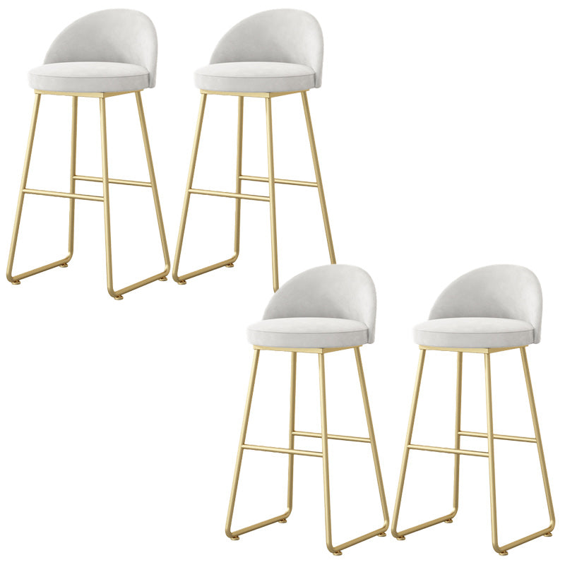 Modern Backrest Armless Counter Stool Iron Hight Stool with Velvet Cushion