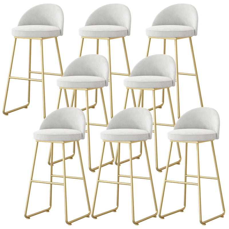 Modern Backrest Armless Counter Stool Iron Hight Stool with Velvet Cushion