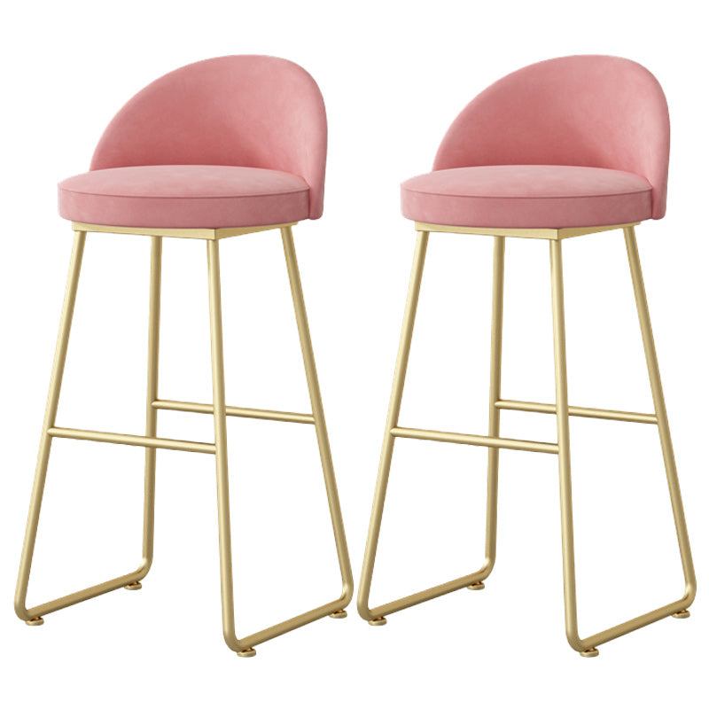 Modern Backrest Armless Counter Stool Iron Hight Stool with Velvet Cushion