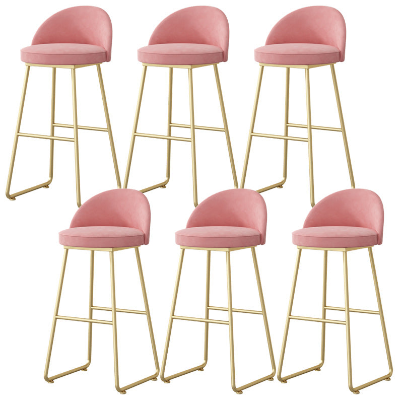 Modern Backrest Armless Counter Stool Iron Hight Stool with Velvet Cushion