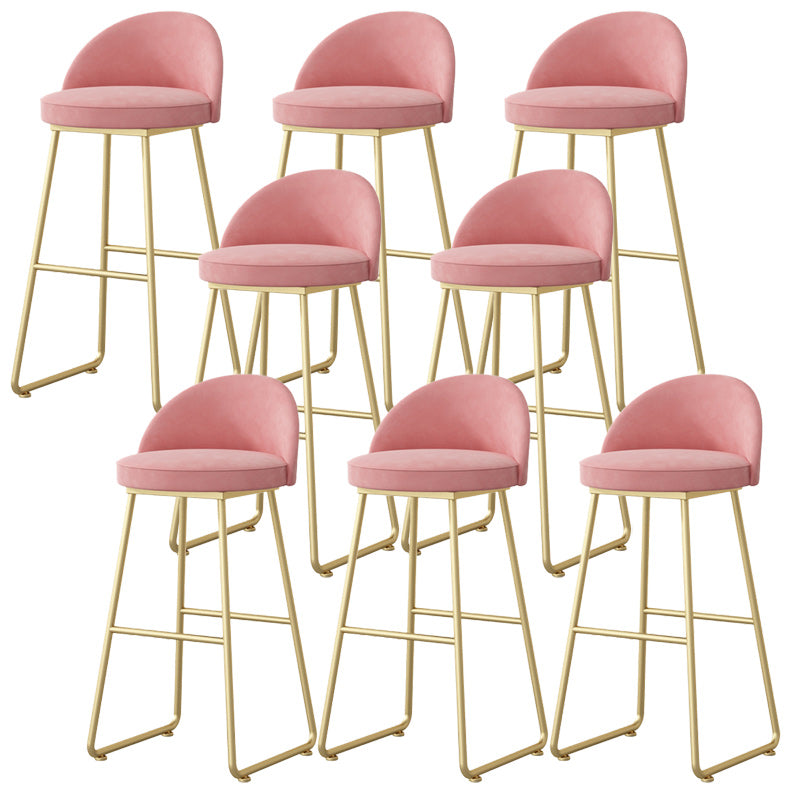 Modern Backrest Armless Counter Stool Iron Hight Stool with Velvet Cushion