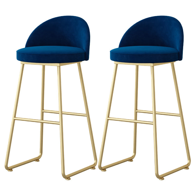 Modern Backrest Armless Counter Stool Iron Hight Stool with Velvet Cushion