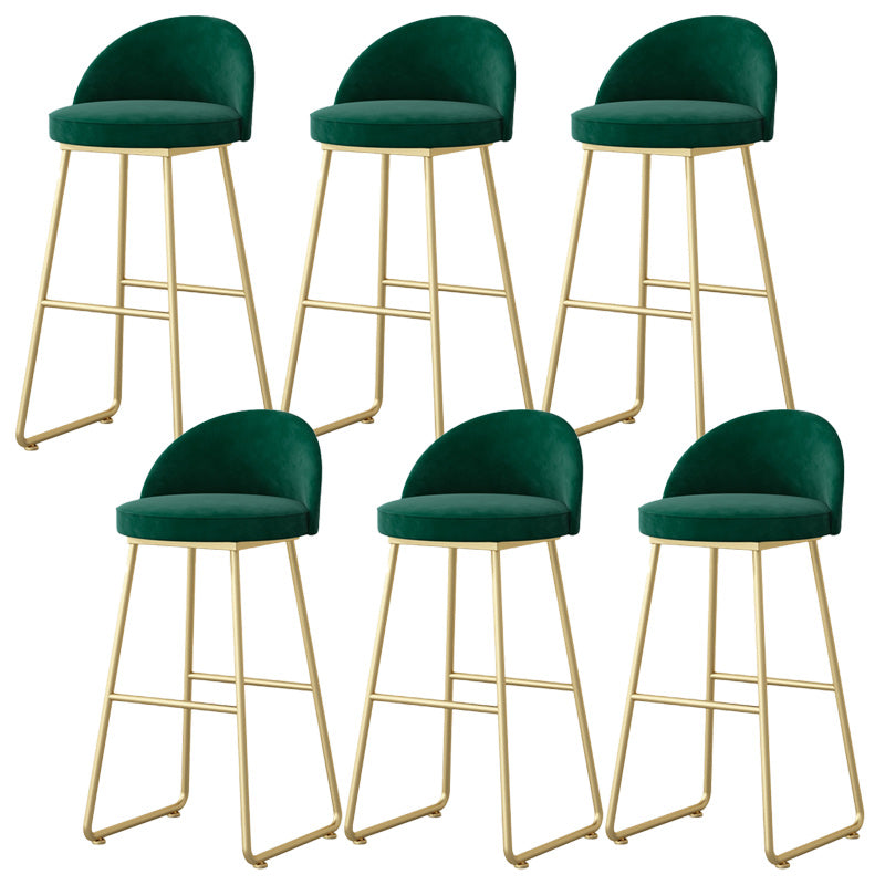 Modern Backrest Armless Counter Stool Iron Hight Stool with Velvet Cushion