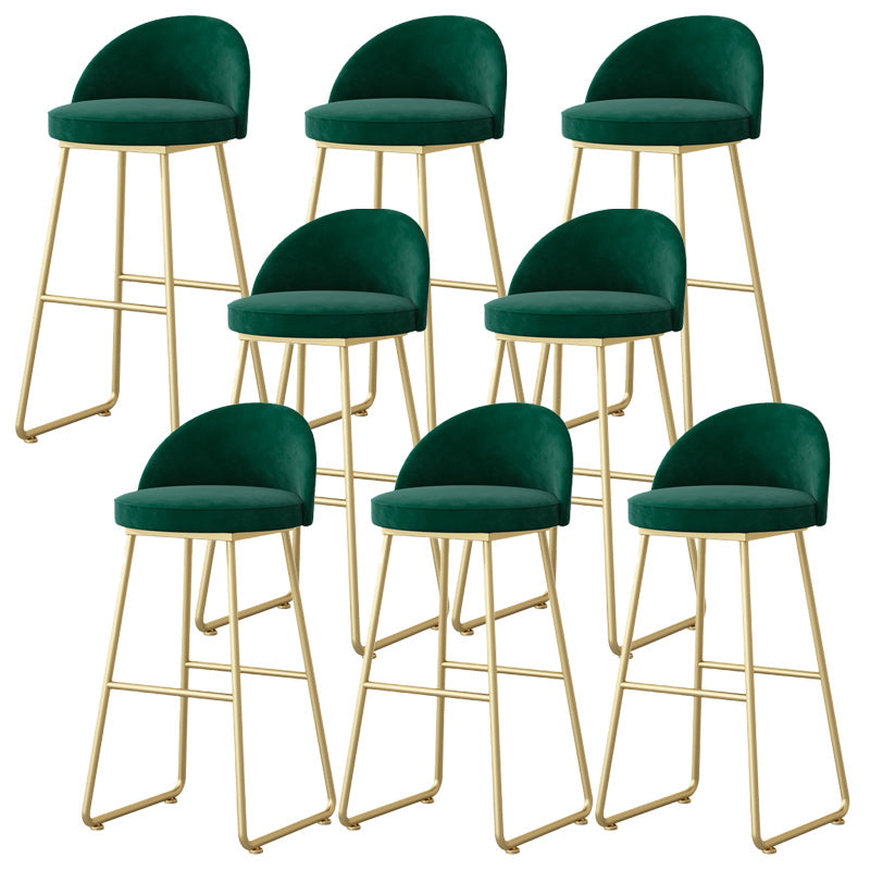 Modern Backrest Armless Counter Stool Iron Hight Stool with Velvet Cushion