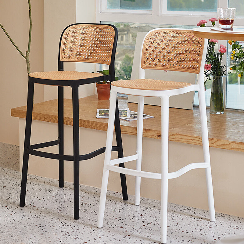 Modern Backrest Armless Counter Stool Plastic Hight Stool with 4 Legs