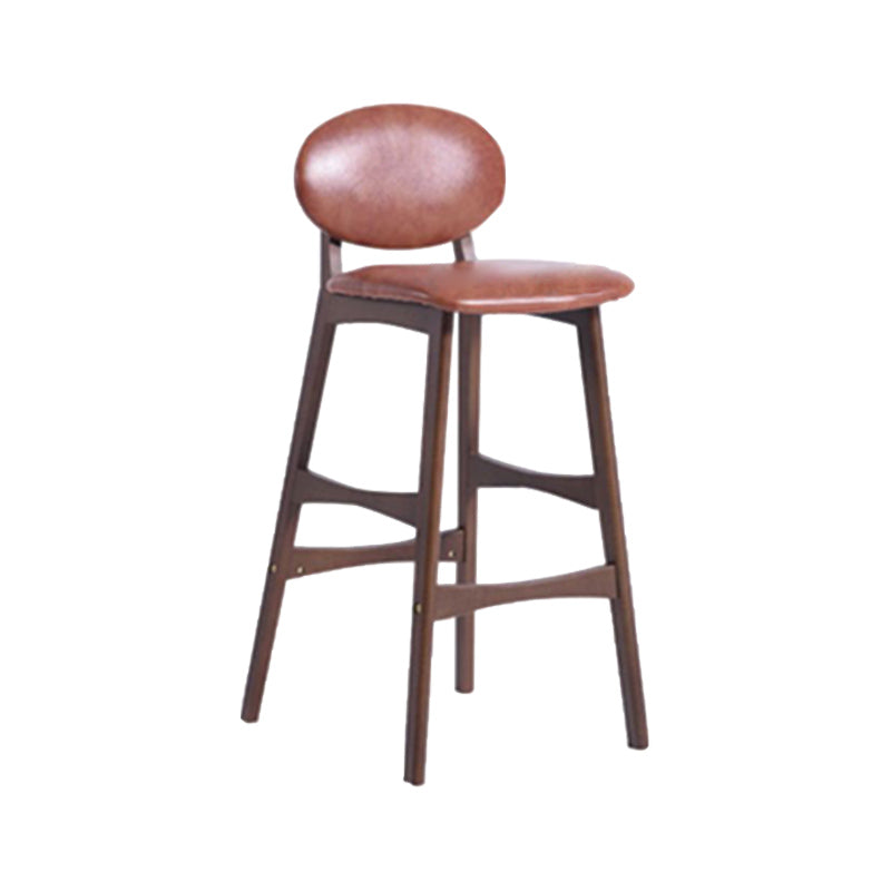 Modern Oak Wood Bar Table Set 1/2 Pieces Wooden Counter Table with Leather Stools