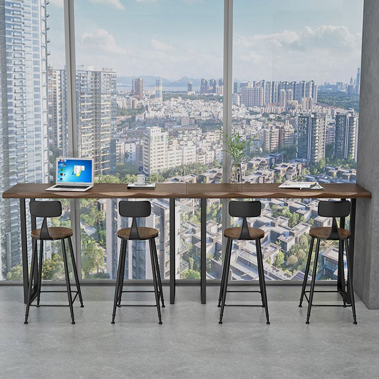 Industrial 1/3 Pieces Bar Table Set Rectangle Pine Wood Counter Table with High Stools