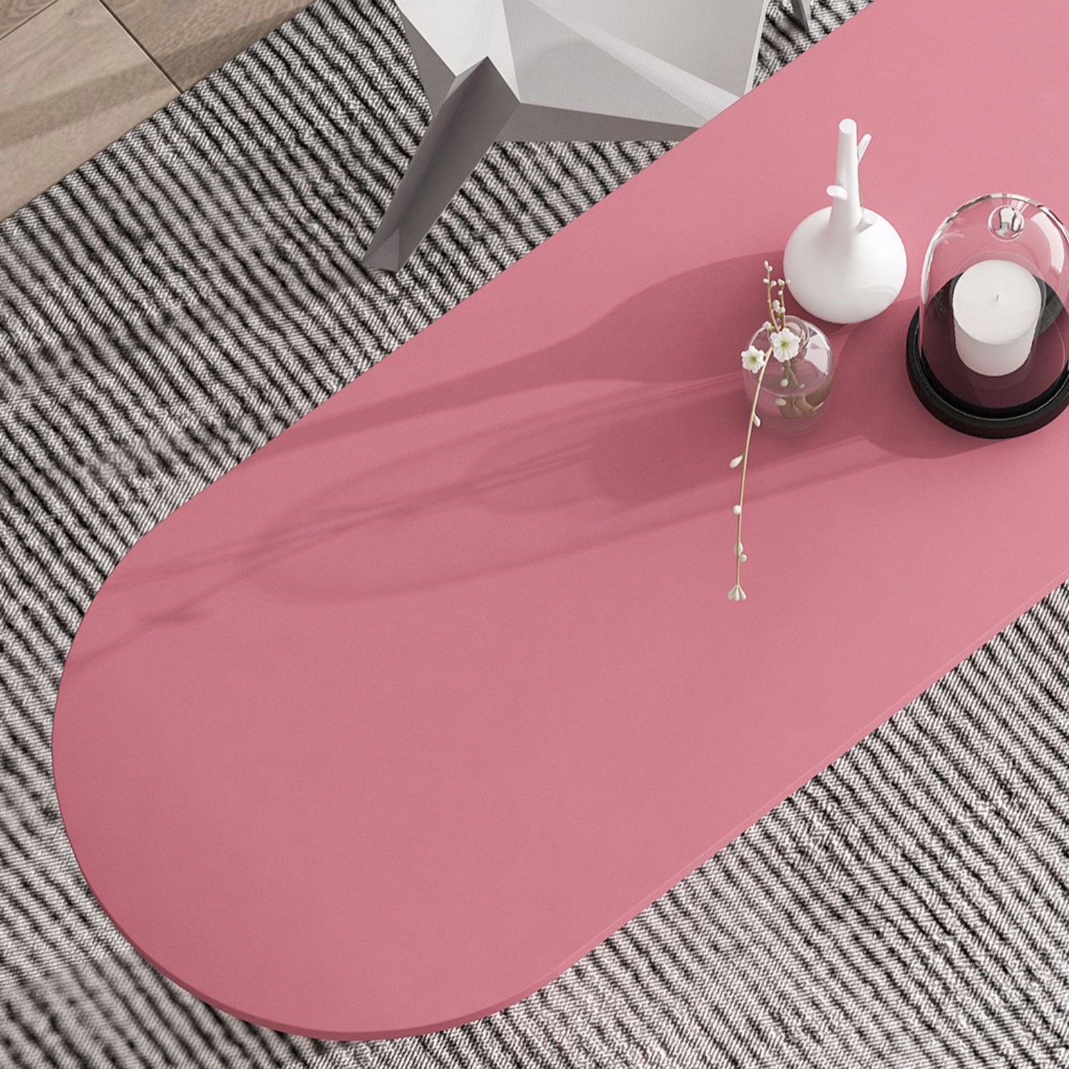 Modern Pink in Wood Counter Table Specialty Dining Table for Kitchen