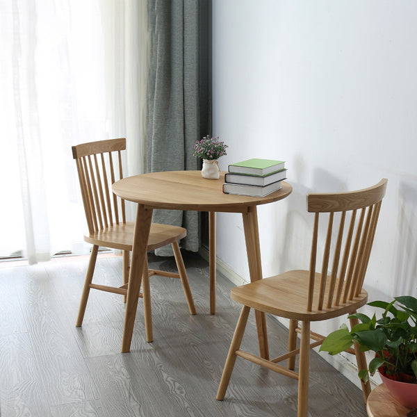 Round Dining Table Natural Contemporary Style Solid Wood Dinner Table for Home Kitchen