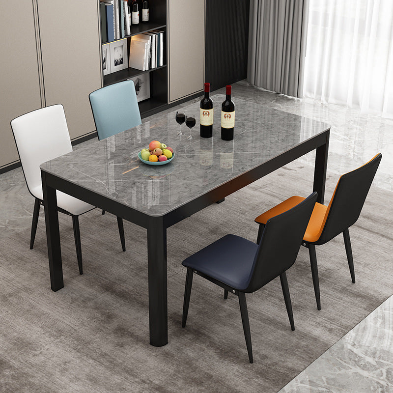 Modern Black in Glass Counter Table Rectangle Dining Table for Kitchen