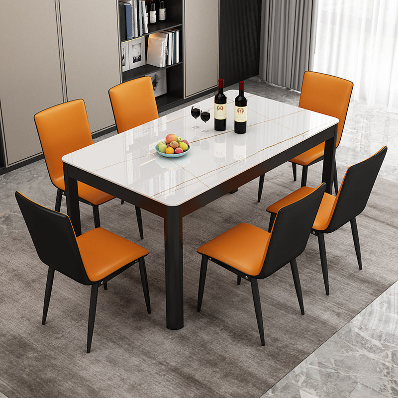 Modern Black in Glass Counter Table Rectangle Dining Table for Kitchen