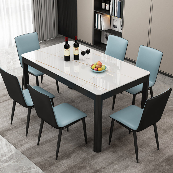 Modern Black in Glass Counter Table Rectangle Dining Table for Kitchen