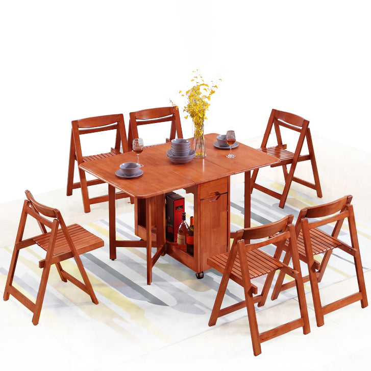 Mid-Century Dining Site Table Rubberwood Solid Wood Folding Dining Table (only Table)