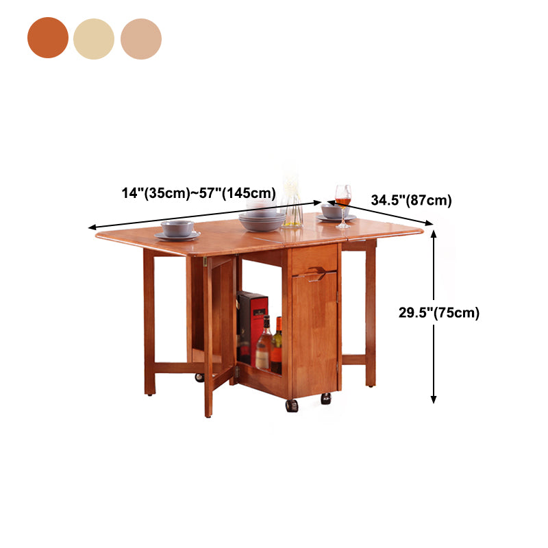 Mid-Century Dining Site Table Rubberwood Solid Wood Folding Dining Table (only Table)