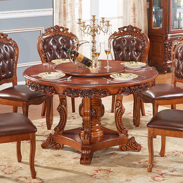 Rubberwood Base Victorian Round Table Pedestal Base Table for Dining Room