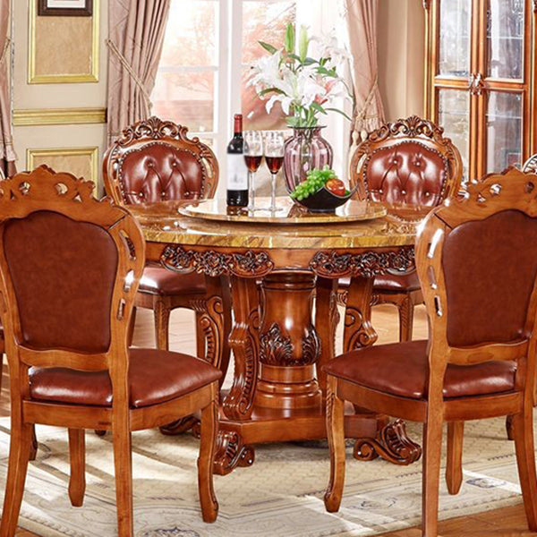 Rubberwood Base Victorian Round Table Pedestal Base Table for Dining Room
