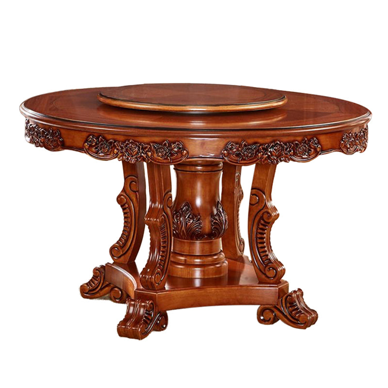 Rubberwood Base Victorian Round Table Pedestal Base Table for Dining Room