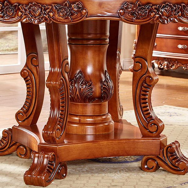 Rubberwood Base Victorian Round Table Pedestal Base Table for Dining Room