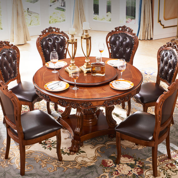 Rubberwood Base Victorian Round Table Pedestal Base Table for Dining Room