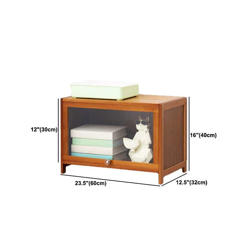 Brown Shelf Bookcase Door Standard Wood Bookcase for Home Office