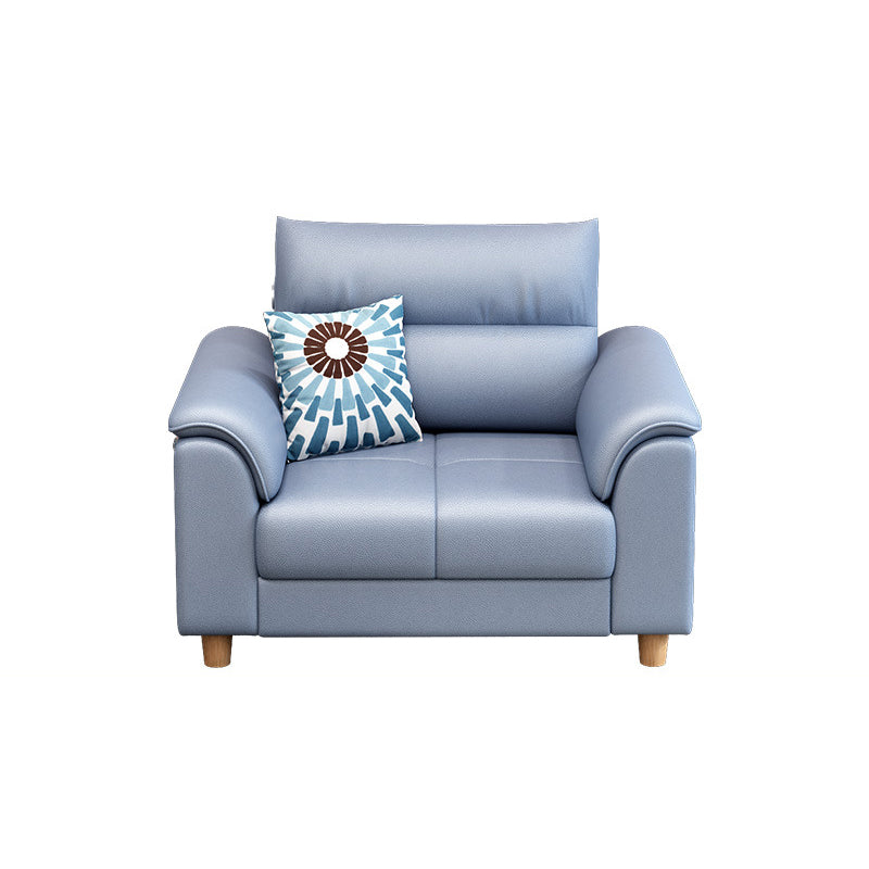 Scandinavian Blue Faux Leather Pillow Top Arm Sofa/Sectionals with Wear-Resistant