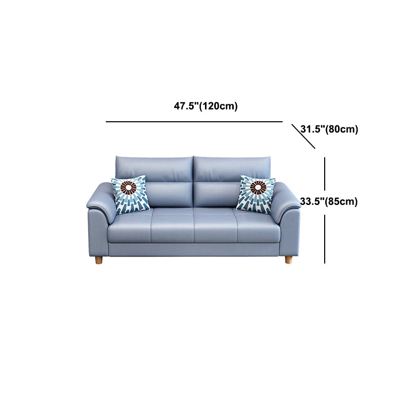 Scandinavian Blue Faux Leather Pillow Top Arm Sofa/Sectionals with Wear-Resistant