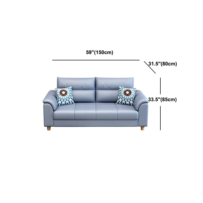 Scandinavian Blue Faux Leather Pillow Top Arm Sofa/Sectionals with Wear-Resistant